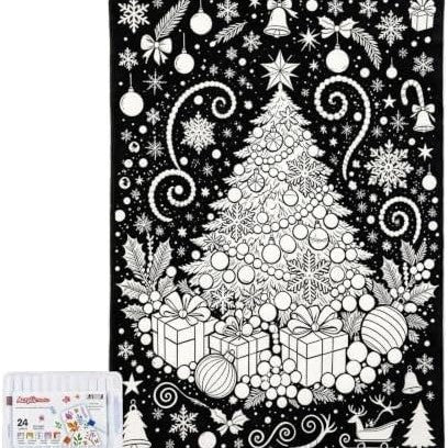 Christmas DIY Coloring Blanket with Markers