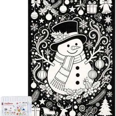 Christmas DIY Coloring Blanket with Markers