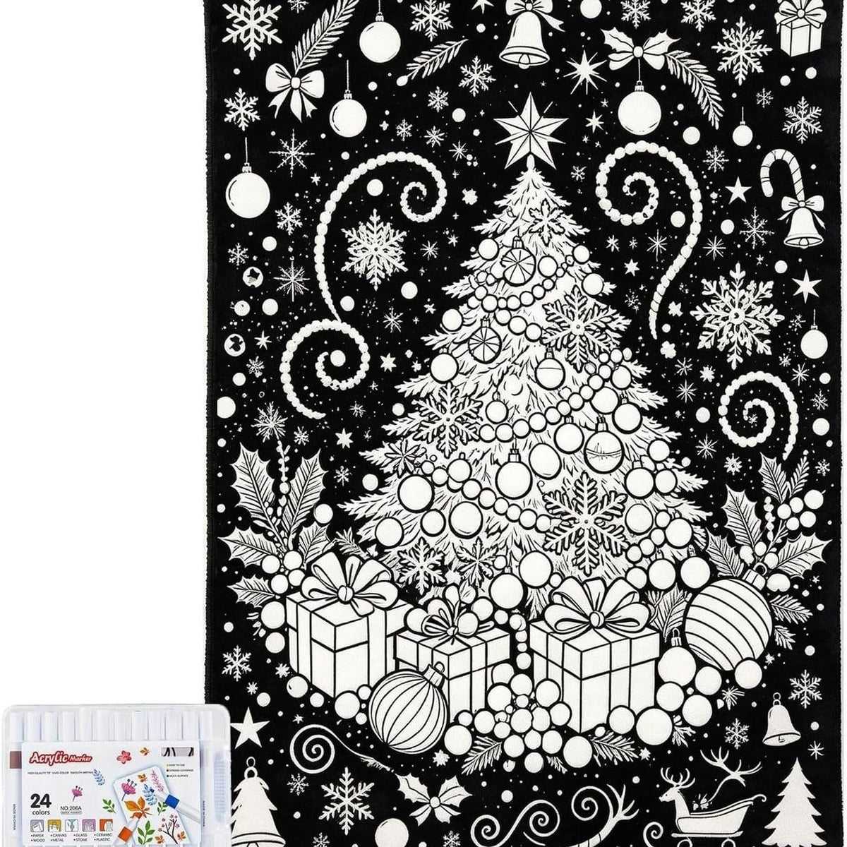 Christmas DIY Coloring Blanket with Markers