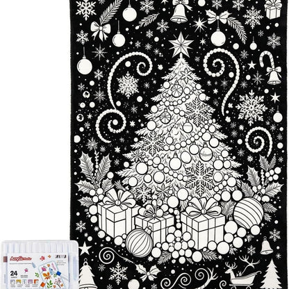 Christmas DIY Coloring Blanket with Markers